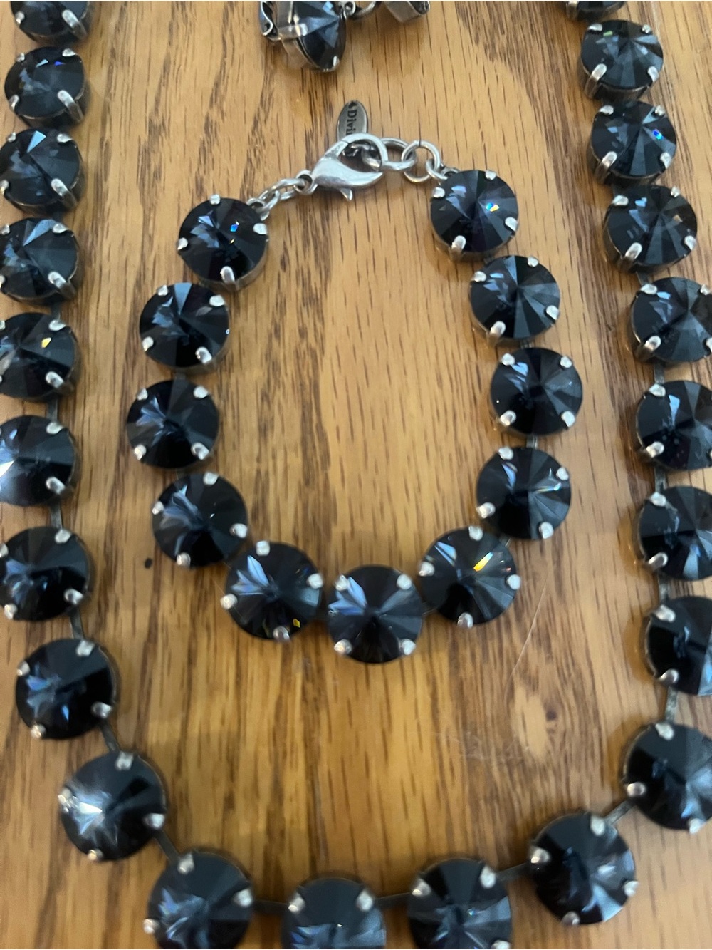 Sabika inspired Black Crystal Round Stone Necklace, Bracelet and Earring Set